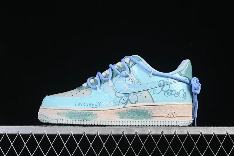 All categories Nk Air Force 1 Air Force series Nk Air Force 1 Low Air Force low-top Nike Air Force 1'07 Low Hand-painted graffiti Blue Sky Flower Island Air Force One low-top casual sneakers KS6968-777
